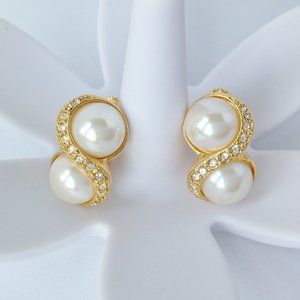 NAPIER Pearl Crystal Screw Back NonPierced Earring